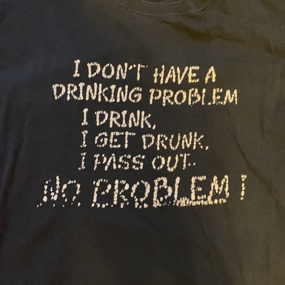 Fruit of the Loom Navy T-Shirt With Funny White Lettering - Picture 3 of 5